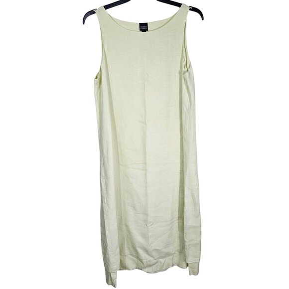 Eileen Fisher Irish Linen Double Layer Sleeveless Maxi Dress L Pastel Minimalist - Picture 1 of 7
